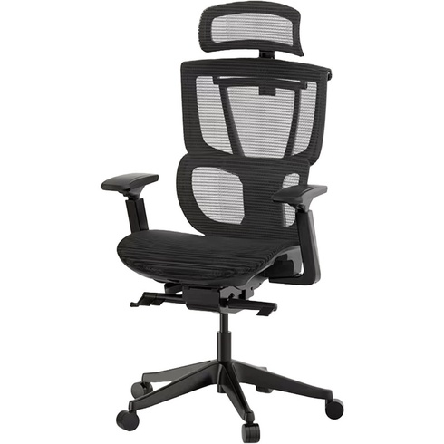 Ergonomická kancelárska stolička C7B-F1-EU, 3D lakťové opierky, čierna - A