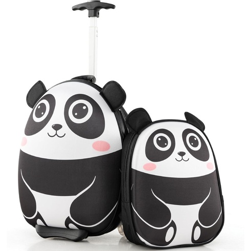 Detský cestovný kufor s batohom DP32231FR, panda, 30 x 21 x 40 cm, čierno/biely - A