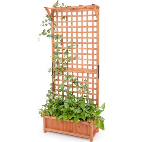 Drevený vyvýšený záhon s mrežou GT4728OR, 75 x 33 x 181 cm, hnedá - A