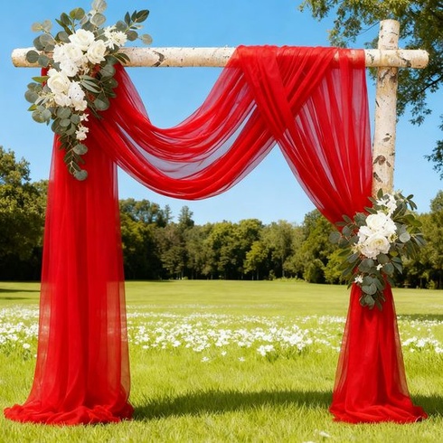 Svadobná závesová dekorácia, Svadobné oblúkové závesy 5M*160CM (červená) Červená 500 cm × 160 cm