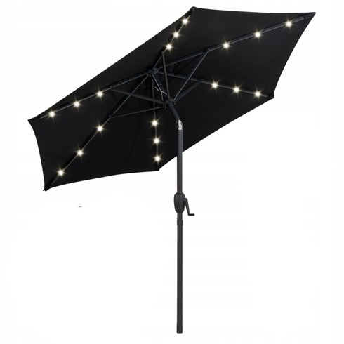 Záhradný slnečník s osvetlením NP12190BK, 230 cm, čierny - A