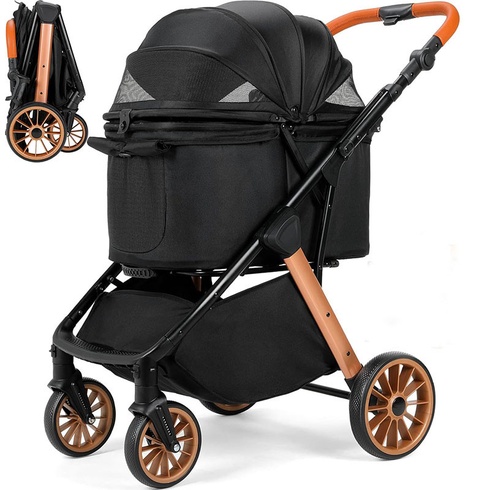 Skladací psí kočík BNDC-307-1, do 25 kg, čierny - A