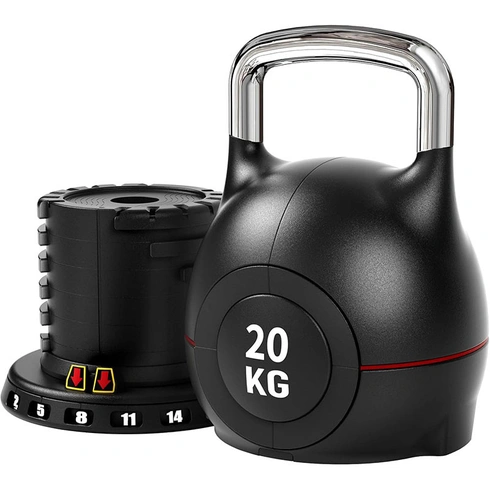 Sada nastaviteľných činiek kettlebell K002, 7 v 1, sada 6 kotúčov, čierne - A