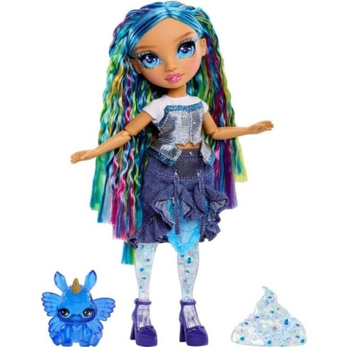 Bábika Skyler Bradshaw Rainbow Shimmers so slizom, 28 cm, modrá - A