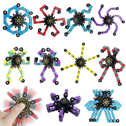 Transformovateľný Fidget Spinner, robotická prstová hračka s reťazou, hračka na odbúranie stresu