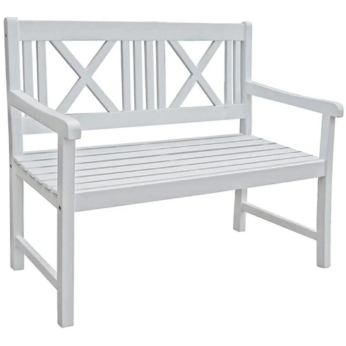 Zahradní lavice Malmo Two, akátové lakované dřevo, nosnost 250 kg, 120 x 58 x 89 cm, bílá - A