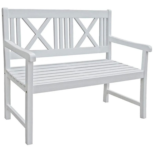 Záhradná lavica Malmo Two, agátové lakované drevo, nosnosť 250 kg, 120 x 58 x 89 cm, biela - A