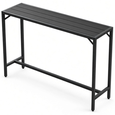 Barový stolík s WPC doskou 01-0324, 120 x 38 x 98 cm, čierny - A