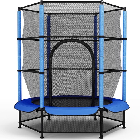 Detská trampolína s bezpečnostnou sieťou TX-B7105C-4, Ø140 cm, modrá - A