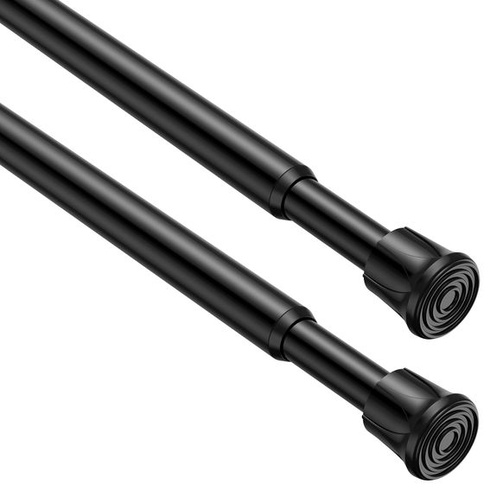 2dílná záclonová tyč, bez nutnosti vrtání, černá, 40-70 cm, Ø13 mm, napínací tyč 40-70 cm (2 kusy),