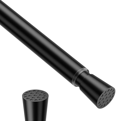 Tyč na záclony, bez nutnosti vŕtania, nastaviteľná od 58 do 100 cm, čierna, výsuvná, priemer 13 mm,