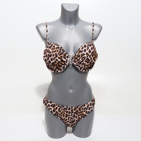 Dámsky set plaviek GORGLITTER s push-up vzorom a leopardím potlačou, špagetovými ramienkami, kosticami,