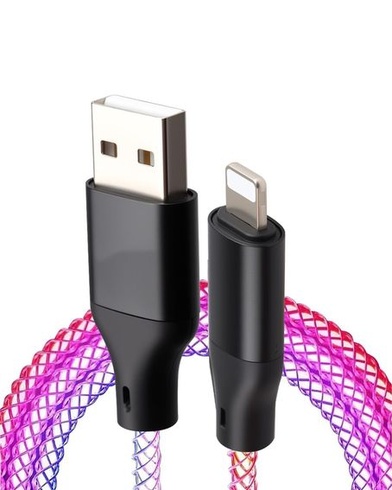 Nabíjecí kabel USB, různé barvy, 100 cm nabíjecí kabel USB s LED podsvícením