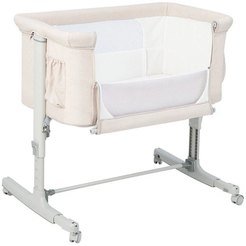 5stupňová výškovo nastaviteľná detská postieľka BC10112BE, 3 v 1, sklon 10 °, nosnosť 9 kg, béžová - B