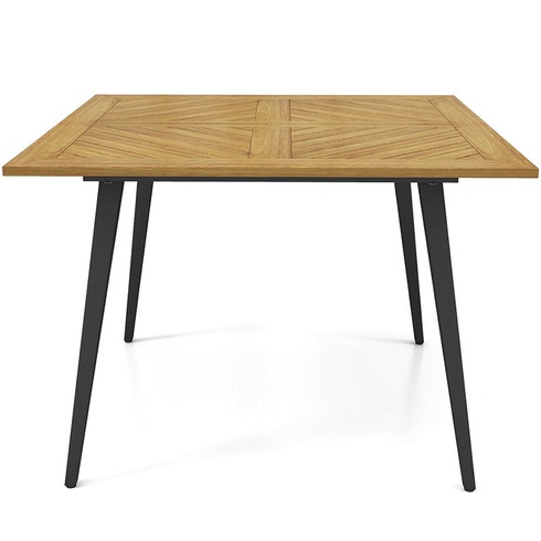 Záhradný stôl pre 4 osoby s kovovými nohami HW71589, nosnosť do 75 kg, prírodná - B