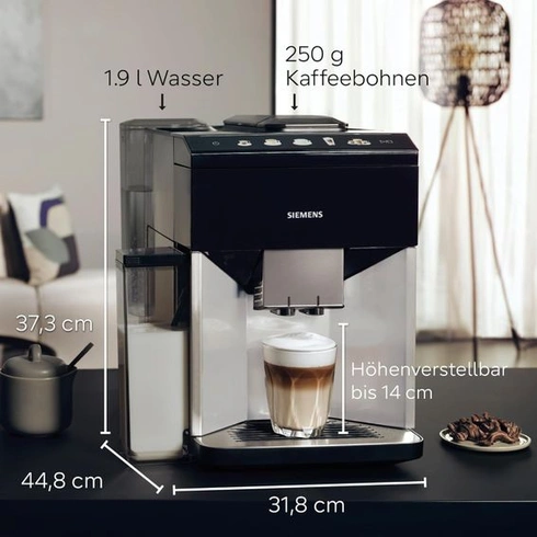 Plně automatický kávovar Siemens EQ500, barevný TFT displej, 9 druhů kávy a mléka, funkce dvou