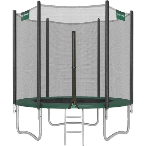 Detská trampolína s bezpečnostnou sieťou STR061C01, Ø183 cm, čierno/zelená - B
