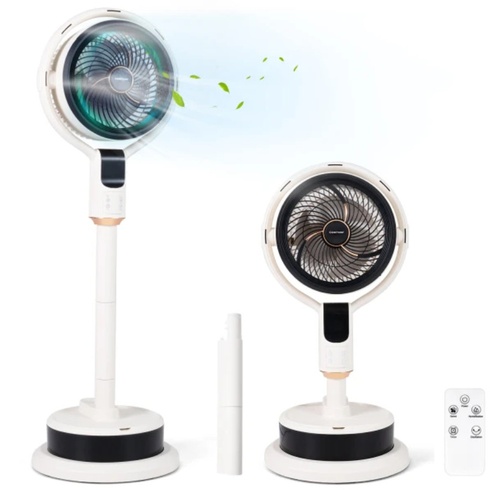 Stojací ventilátor s diaľkovým ovládaním a otočením o 90 ° ES10671DE-WH, trojité nastavenie výšky, biely
