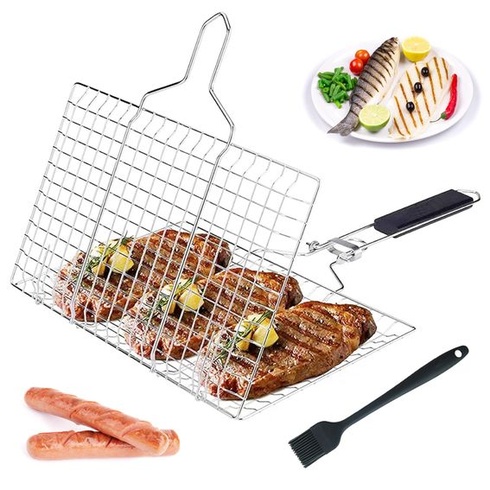 Grilovací kôš na ryby, skladací grilovací kôš na ryby BBQ, nerezová grilovacia miska na grilovanie,