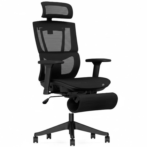 Ergonomická kancelárska stolička C7B-Air-Pro s opierkou na nohy, čierna - B