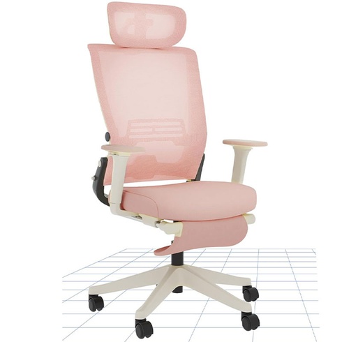 Ergonomická kancelárska stolička OS1P, 3D nastaviteľná opierka hlavy, ružová - B