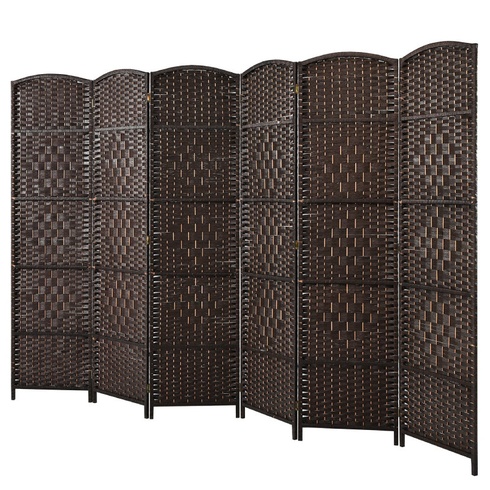 Skladacia zástena na ochranu súkromia s rámom z masívneho dreva S0NGJ0CKS8U, 270,5 x 180 cm, hnedá -