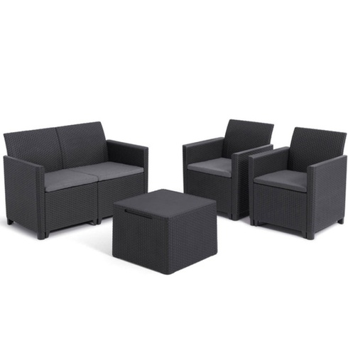 Zahradní set Clara 2, moderní a pohodlné sezení, černý - B