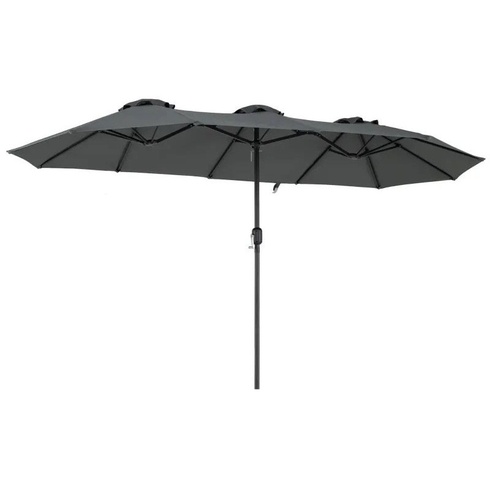 Dvojitý slnečník s ručnou kľukou NP13303GR, 400 x 215 cm, sivý - B