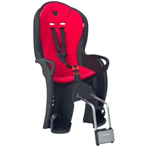 Detská cyklosedačka, uchytenie na trubku rámu, nosnosť do 22 kg, čierno / červená - B