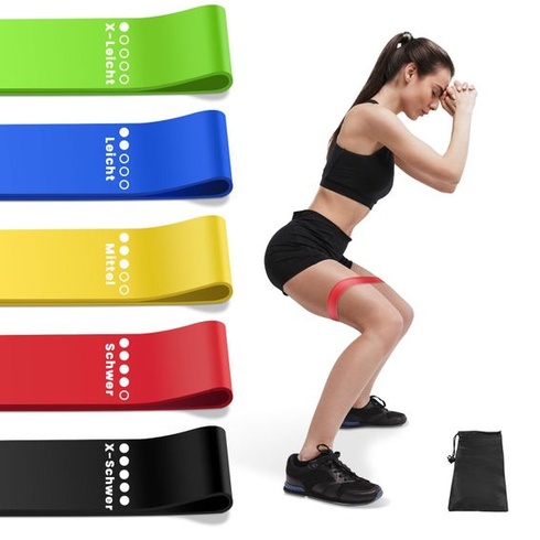 Fitness gumy, odporové gumy: 5 farieb v závislosti od úrovne odporu.