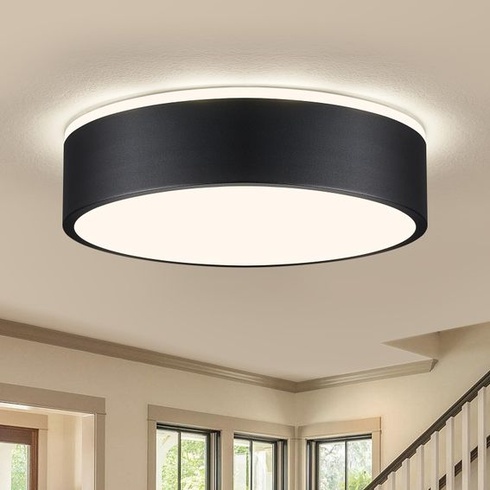 Moderní stropní svítidlo, LED stropní svítidlo, černý kov, 4000K, 24W, Ø30cm, černé 30 cm