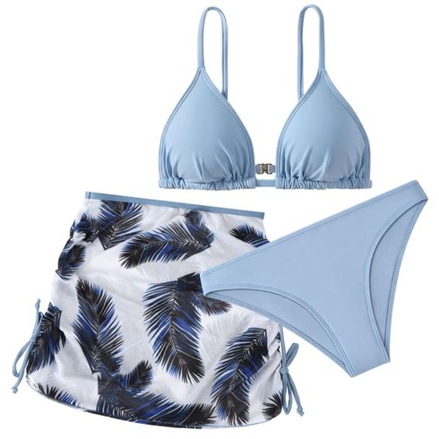 Dívčí bikinová sada Aolso, 3dílná plavka s krytem sukně 160 Dunstblau