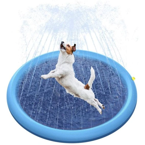 Vodní podložka pro psy, XiXiRan Splash Pad, Modrá 100 x 100 cm, vodní hrací podložka s