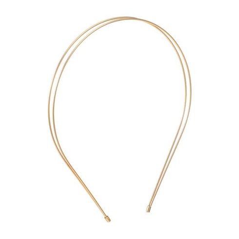 Dvoupramenná tenká drátěná čelenka, zlatá, jemná minimalistická čelenka
