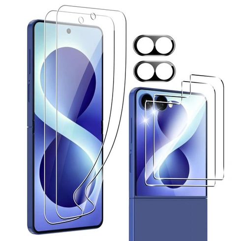 Ochranná fólia na displej pre Samsung Galaxy Z Flip 8, tvrdené sklo, [2+2+2 kusy] Mäkká ochranná