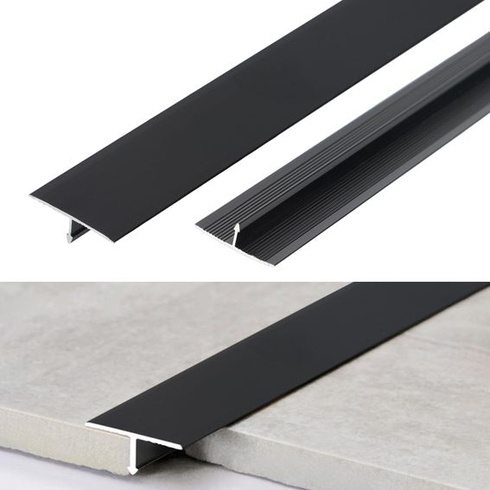3 kusy hliníkových krycích líšt v tvare T, hliníkové lišty v tvare T CEIEVER 0,9 m x 2 cm, plochá