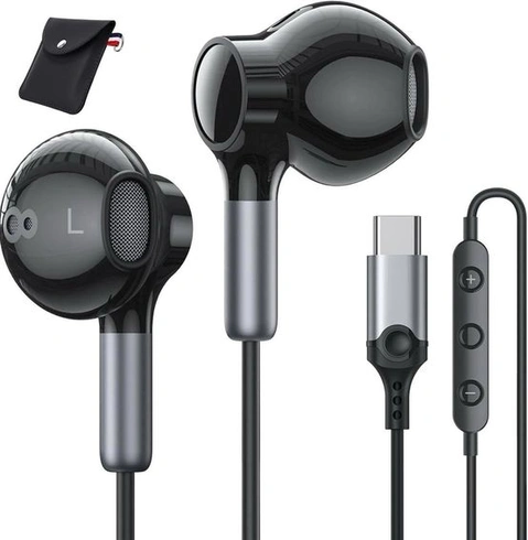 Sluchátka s USB-C, drátová, HiFi stereo, kompatibilní s iPhone 17/16/15 Pro Max Plus, iPad Pro Air,