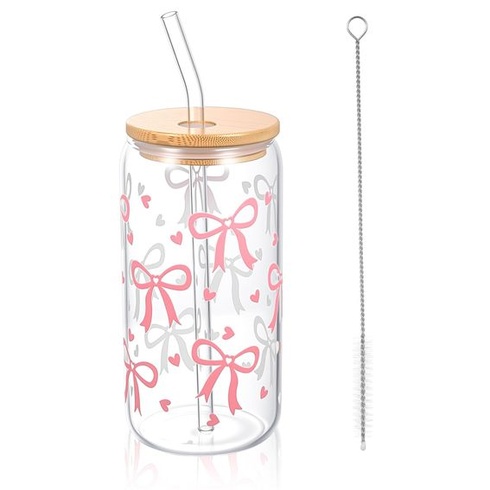 Ružový pohár na pitie s objemom 473 ml s viečkom a slamkou na kávu Bubble Tea