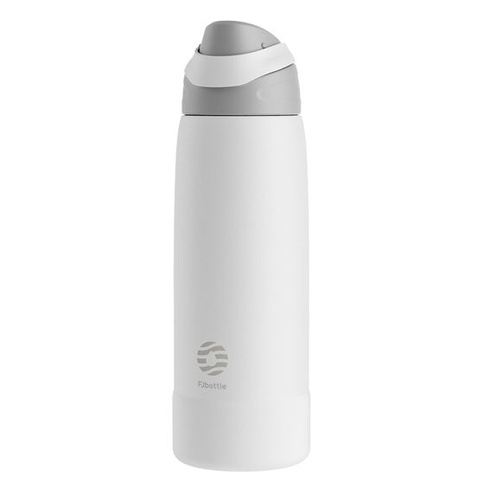 Fjbottle Fľaša na vodu z nerezovej ocele 1 l s otváraním jedným kliknutím do školy/na fitness, biela