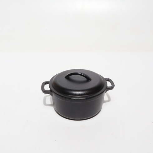 Okrúhly zapekací pekáč Amazon Basics z vopred ochutenej liatiny, dve rukoväte, 1,9 l, čierna 1,9 l