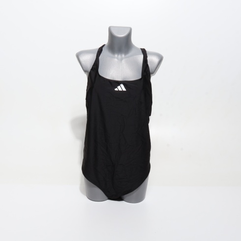 Dámske plavky adidas s 3 prúžkami a strihom do C - Plus Size 3XL, čierne / biele