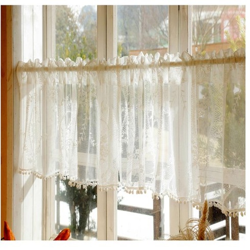 RunFar shop 2 ks Boho (V60 x Š65) Kaviarenské záclony Bistro záclony Priehľadné kaviarenské záclony
