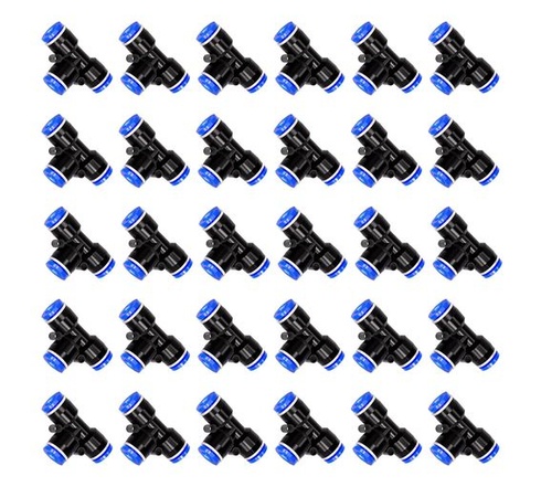 HUAZIZ 30 kusov 6mm T-kusov, rýchlospojky Air Push, 3cestné pripojenie potrubia, zasúvacie a zasúvacie