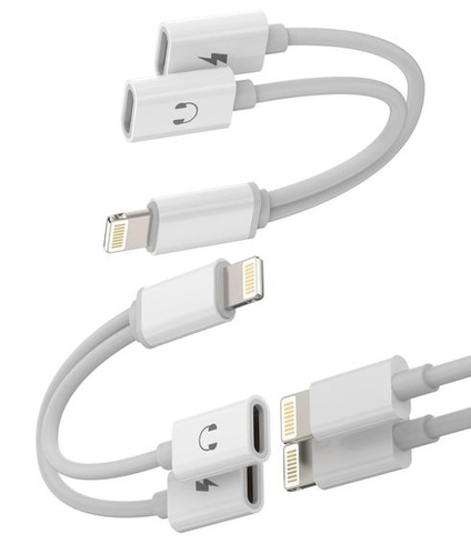Adaptér Lightning (2 ks) nabíjačka pre slúchadlá, dvojitý konektor, príslušenstvo, kábel,