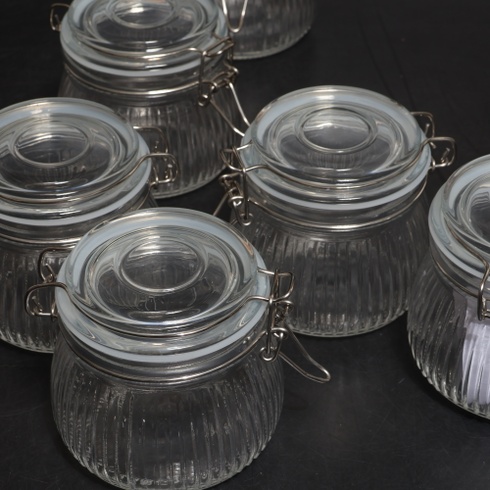Zaváracie poháre ComSaf 500ml s drôteným uzáverom, 6 kusov, malé pruhované, vzduchotesné