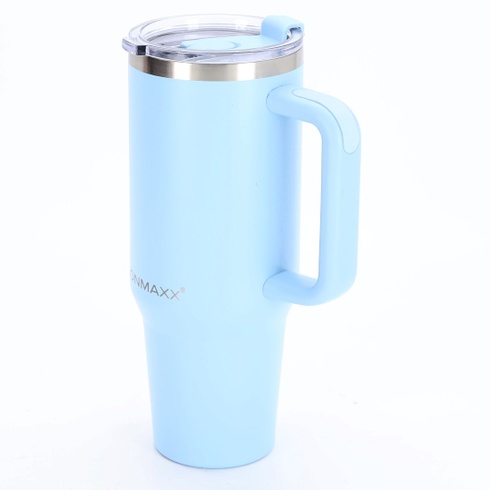 Hrnček IronMaxx s rukoväťou - ľadovo modrý 1,2 l | so slamkou | Elegantný, moderný dizajn z nerezovej