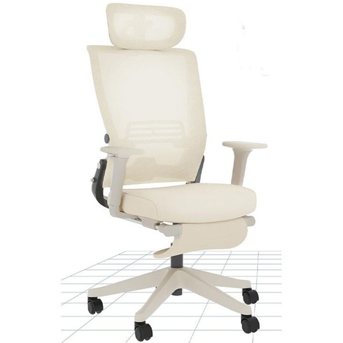Ergonomická kancelárska stolička OS1W s bedrovou opierkou, krémovo biela - B