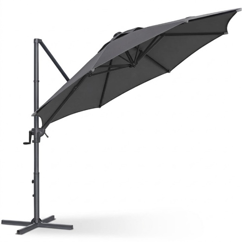 Záhradný slnečník otočný o 360 ° GPUB35074G10, Ø 300 cm, tmavo šedá - B