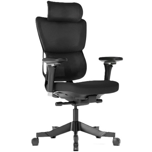 Ergonomická kancelárska stolička C7MB-F2, 3D opierka hlavy, čierna - B