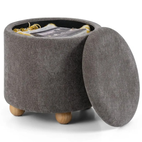 Okrúhly čalúnený taburet JV12927GR, 35 l, sivý - B